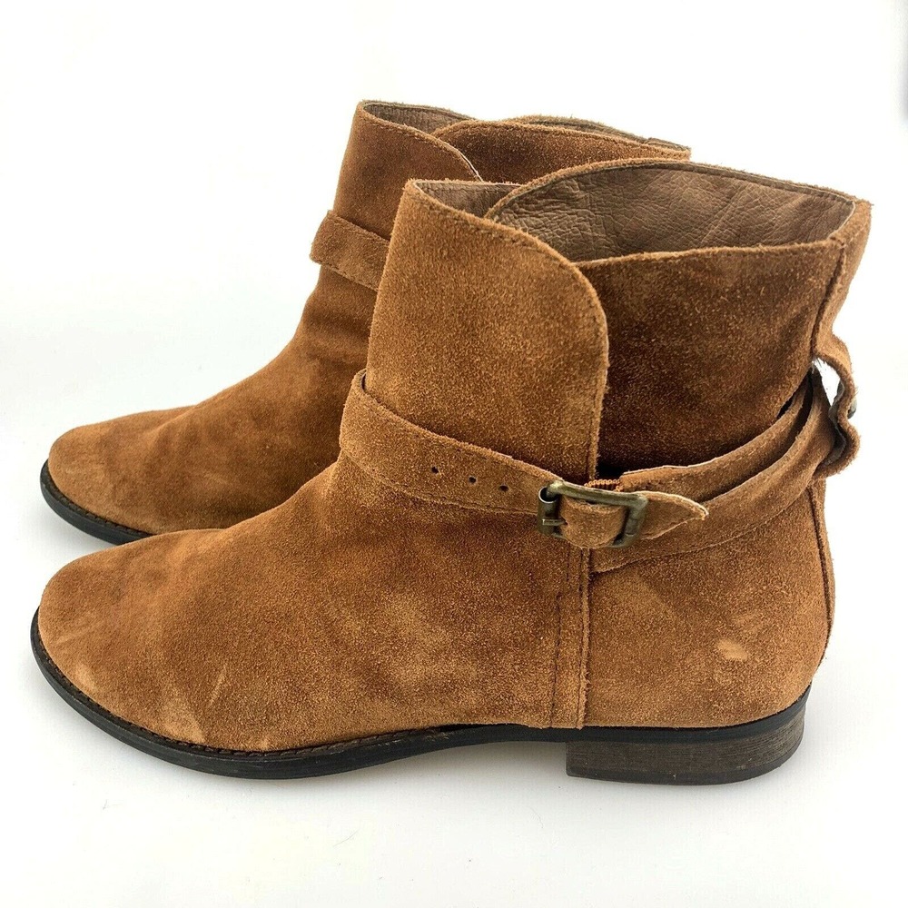 Sam Edelman Ankle Boot Brown Malone Suede Wrap Shoe Size 8 Deep Saddle Bootie